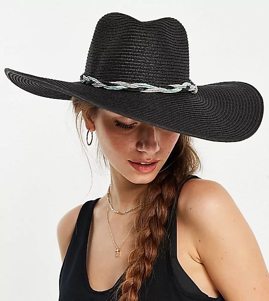 South Beach – Fedora-Hut aus schwarzem Stroh mit gepflochtenem Band günstig online kaufen
