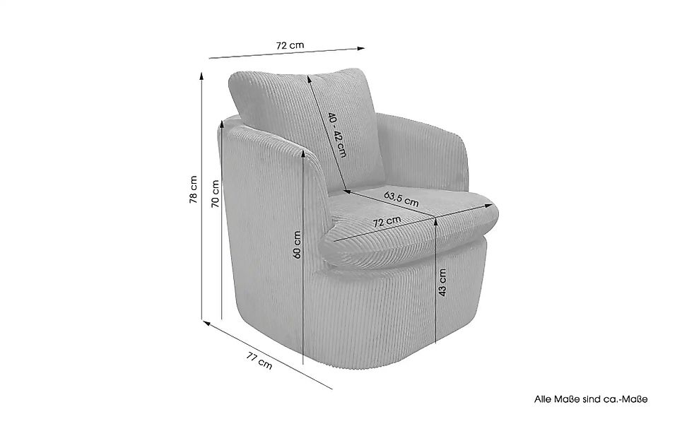 Sessel  Harmony ¦ grau ¦ Maße (cm): B: 72 H: 78 Polstermöbel > Sessel > Rel günstig online kaufen