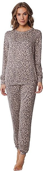 Pastunette Schlafanzug Damen Pyjama Animal Print (2 tlg) Leo günstig online kaufen