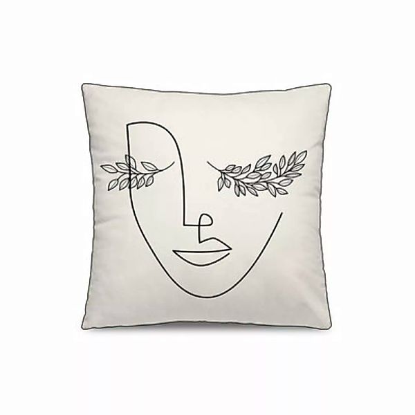 Kissen Dénia textil weiß / 45 x 45 cm - Velours - PÔDEVACHE - Weiß günstig online kaufen
