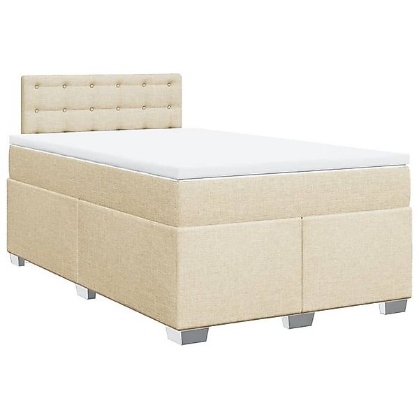 vidaXL Boxspringbett, Boxspringbett mit Matratze Creme 120x190 cm Stoff günstig online kaufen