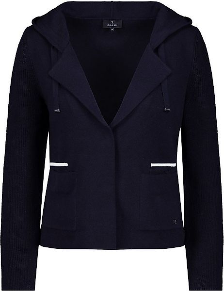 Monari Blusenblazer Dunkelblau Blazer mit Strickärmeln und Kapuze günstig online kaufen