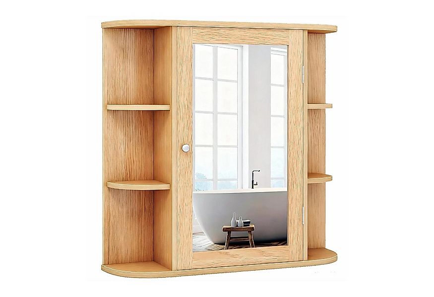 KOMFOTTEU Spiegelschrank Badschrank Hängeschrank Wandschrank mit Ablagen, 6 günstig online kaufen