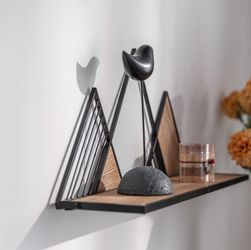 K&L Wall Art Deko-Wandregal Holz Metallregal günstig online kaufen