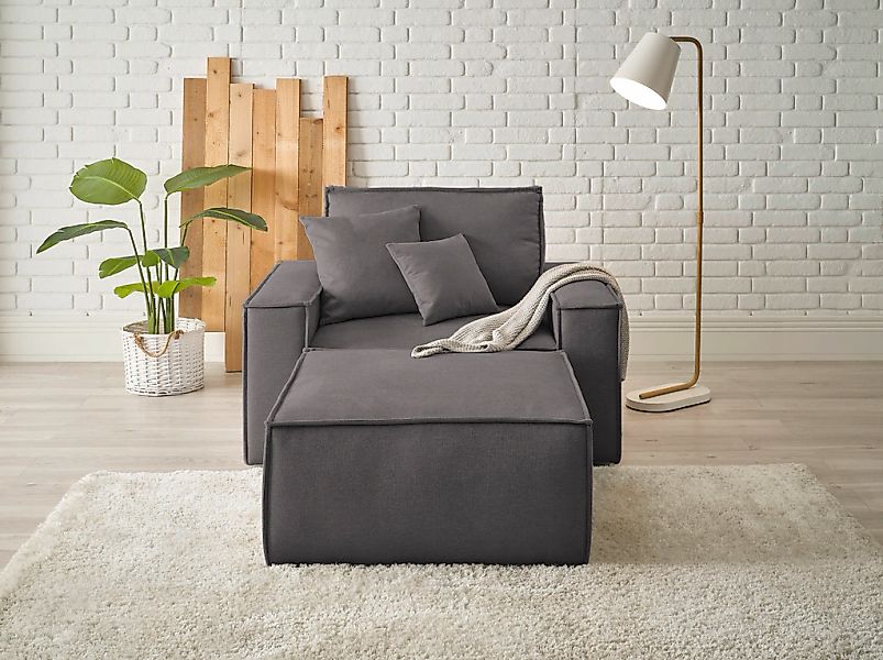OTTO home Loveseat "FINNLEY, Loveseat & Hocker im Set, trendige Stoffe, ink günstig online kaufen