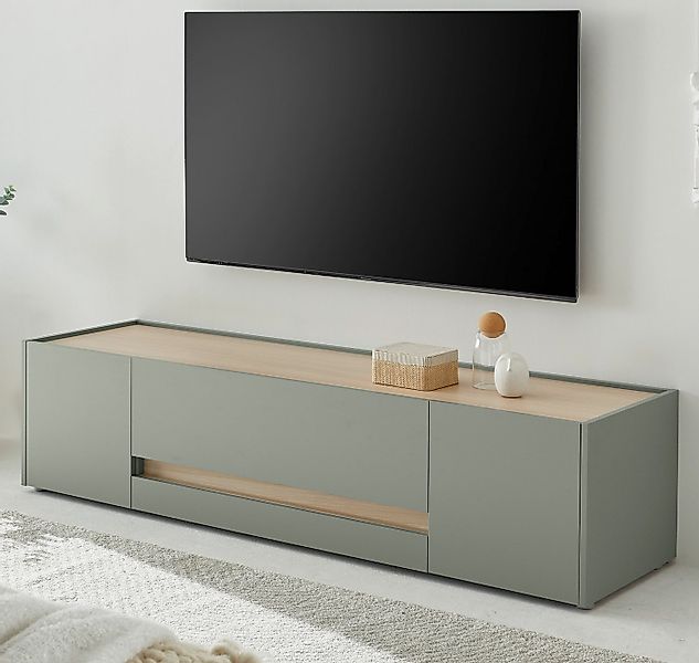 Furn.Design Lowboard Center (Flat TV Unterschrank in Salbei Grün mit Eiche, günstig online kaufen