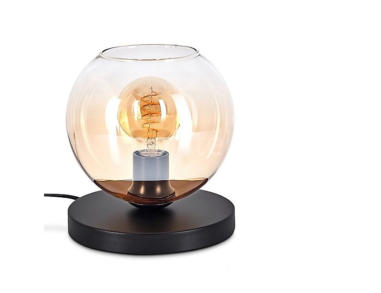 hofstein Tischleuchte Tischlampe aus Metall/Glas in Schwarz/Bernstein/Klar, günstig online kaufen