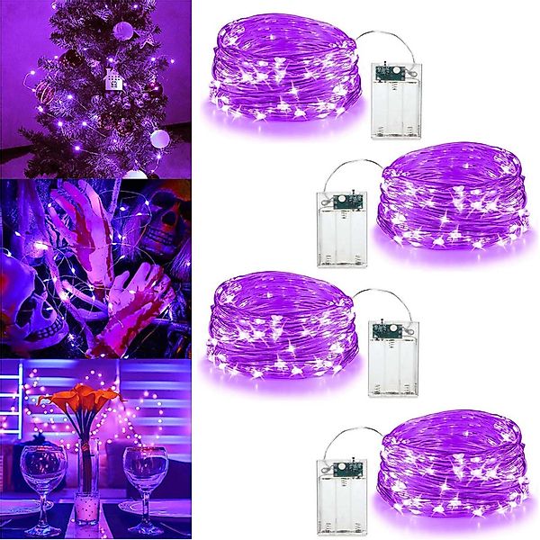 Jibenhome LED-Streifen Lila LED Kupferdraht-Lichterkette Batteriebetrieben günstig online kaufen
