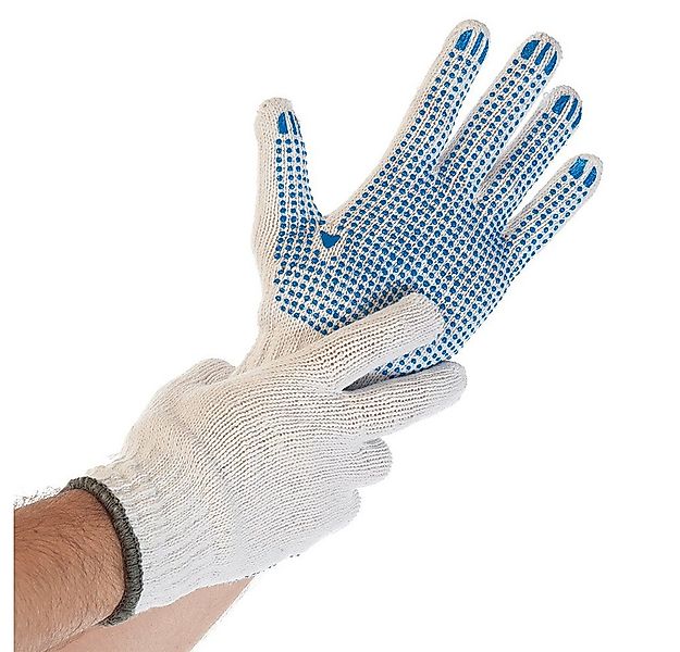 HYGOSTAR Baumwollhandschuhe 12 Paar Strickhandschuhe STRUCTA mit blaue Nopp günstig online kaufen