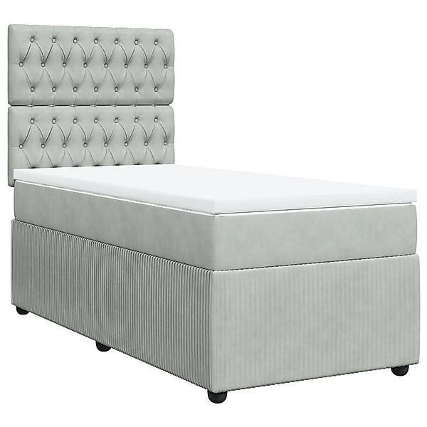 vidaXL Boxspringbett, Boxspringbett mit Matratze Hellgrau 100x200 cm Samt günstig online kaufen