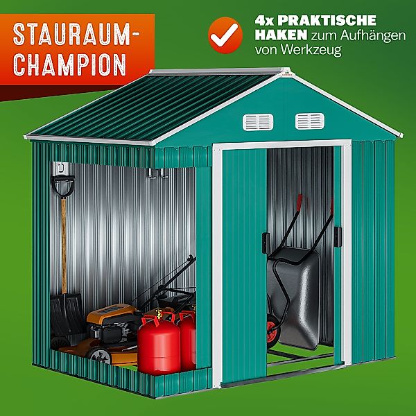 Gardebruk Gerätehaus, BxT: 132x196 cm, XL Metall 2m² mit Fundament 196x132x günstig online kaufen