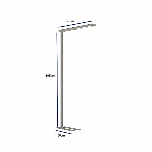 LED-Büro-Stehleuchte MAULjet, silberfarben, dimmbar, 195 cm günstig online kaufen