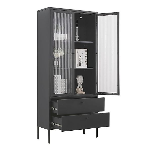Mein-Regal Standvitrine PARIS Schwarz, Vitrine Metall günstig online kaufen