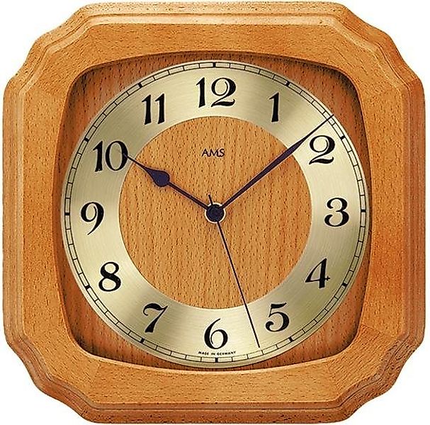 AMS Funkwanduhr F5866/9 (Quarz,Holz,Glas,Buche kirschbaumfarben,Wohnzimmer, günstig online kaufen