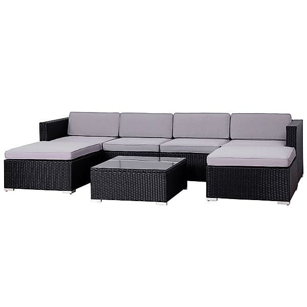 Svita Lugano Polyrattan Lounge Gartenmöbel Set Gartenlounge Gartensofa Schw günstig online kaufen