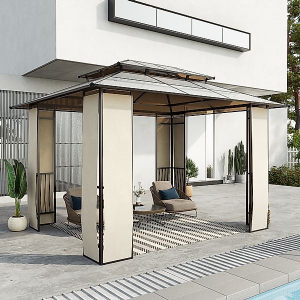 Outsunny Gartenpavillon mit Sonnendach 3,65x3x2,75m, robuster Pavillon aus günstig online kaufen