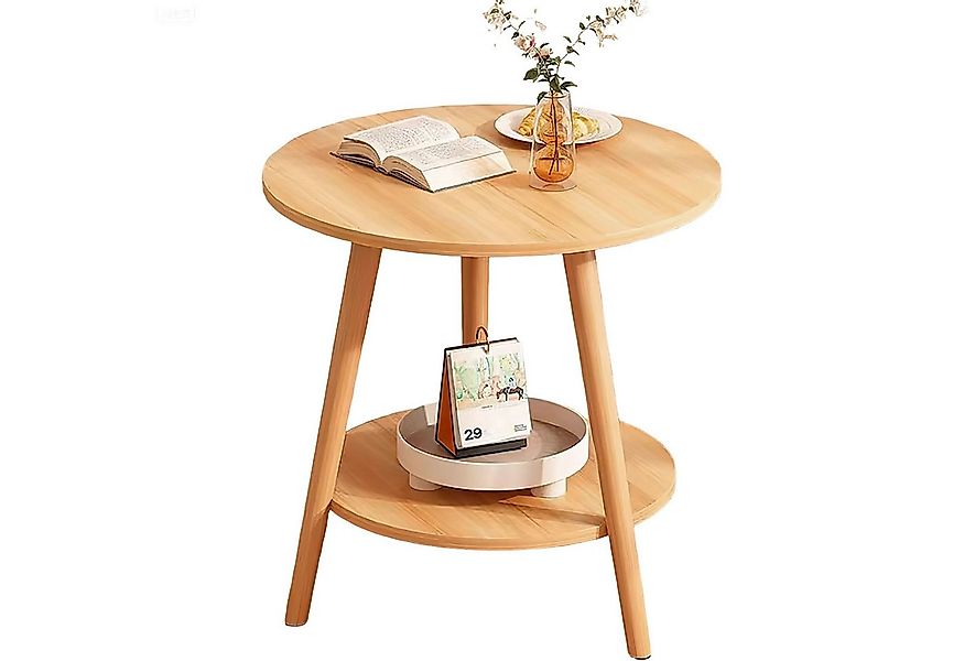 HEYHIPPO Beistelltisch Warmweißer doppelschichtiger Couchtisch aus Holz kle günstig online kaufen