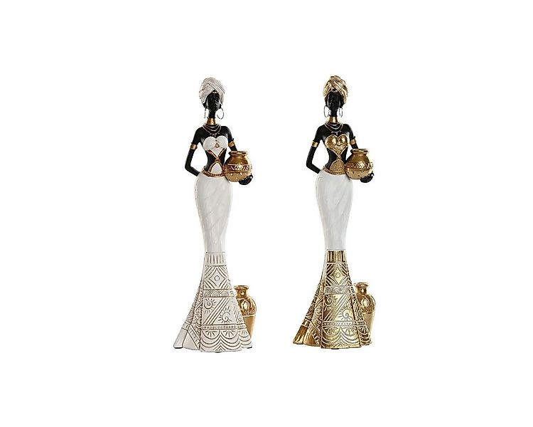 Bigbuy Dekofigur Deko-Figur SanLove Weiß Schwarz Gold Afrikanerin 9,5 x 7,5 günstig online kaufen