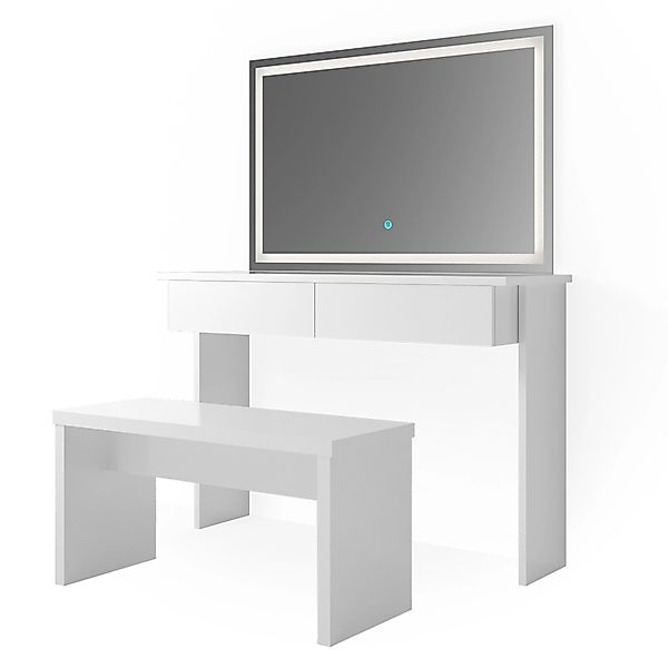 Vicco Schminktisch Azur Weiß 120 cm mit LED Spiegel und Bank günstig online kaufen