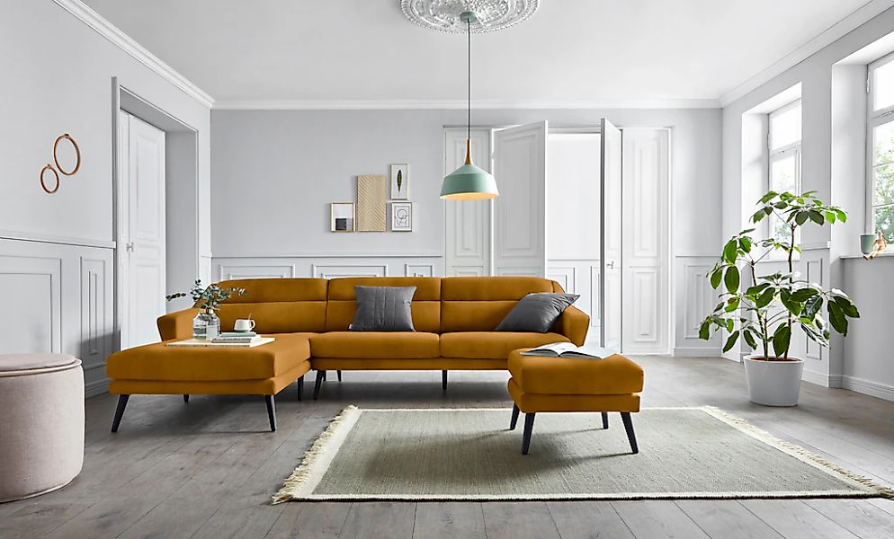 OTTO home Ecksofa "Bille L-Form" mit Naht im Rückenkissen und Beinen aus Ei günstig online kaufen