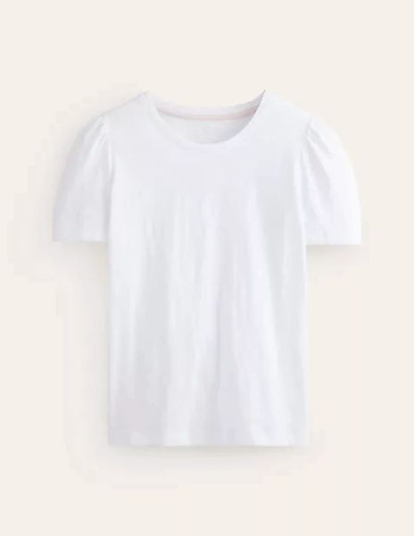T-Shirt mit Puffärmeln aus Baumwolle Damen Boden, Weiß günstig online kaufen