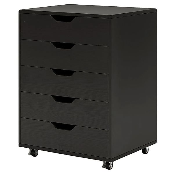 Costway Rollcontainer 5 Schubladen mit Rädern Schwarz günstig online kaufen