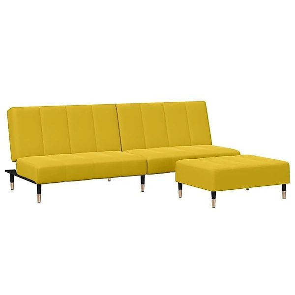vidaXL Schlafsofa 2-Sitzer mit Fußhocker Gelb Samt 3258149 günstig online kaufen