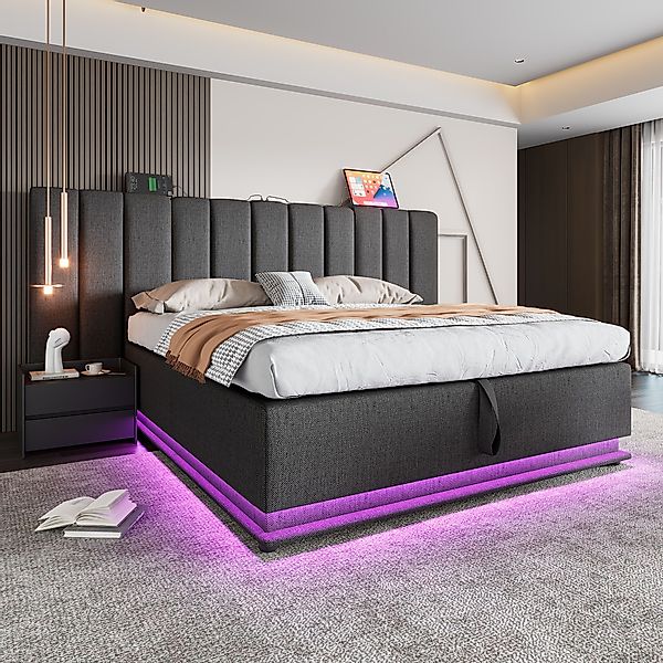 VISTEFLY Polsterbett Polsterbett 180x200 mit App-LED, günstig online kaufen