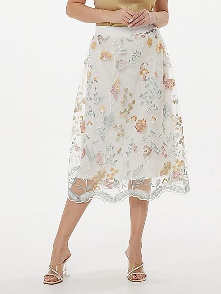 Sarah Kern Plisseerock Midirock Weit mit floraler Stickerei günstig online kaufen