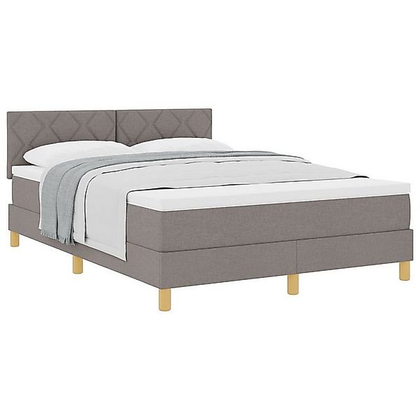 vidaXL Bett Boxspringbett mit Matratze Taupe 160x200 cm Stoff (1-tlg) günstig online kaufen