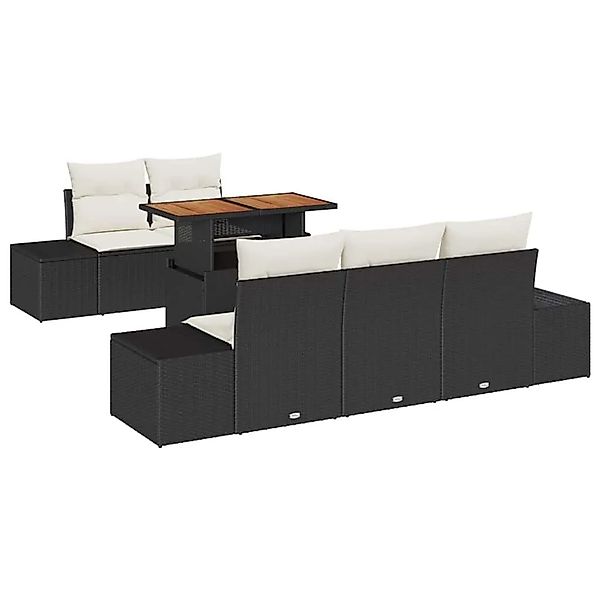 vidaXL Garten Essgruppe mit Kissen 6-Tlg Schwarz und Creme 3349900 günstig online kaufen