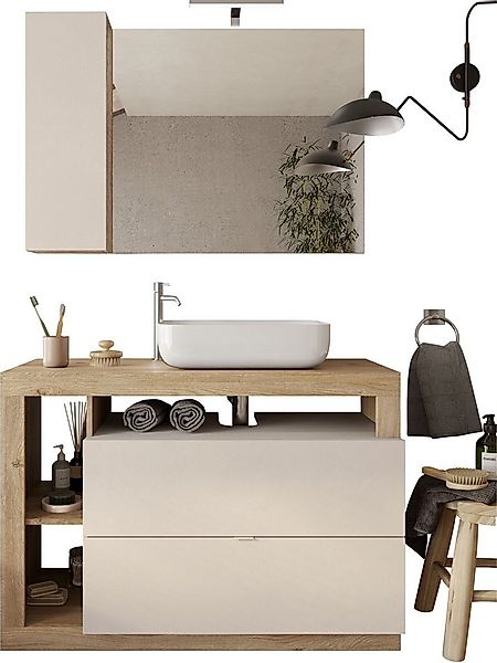 welltime Badmöbel-Set Hamburg, Badezimmerset 2tlg. Breite 110 cm, Badmöbel, günstig online kaufen