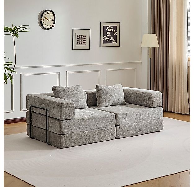 Leawin Sofa Modulares faltbares Schlafsofa, Chenille Sofa, platzsparend & m günstig online kaufen