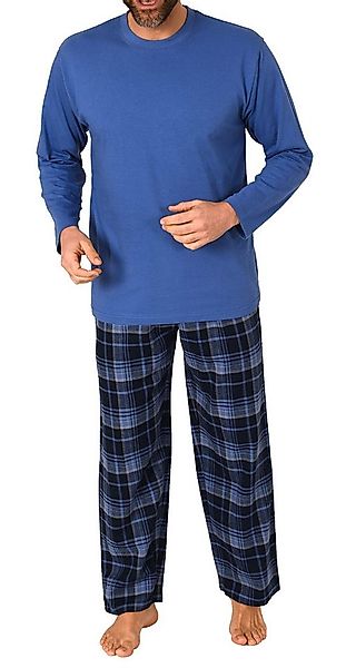 Normann Pyjama Herren Schlafanzug lang, Pyjama mit karierter Flanell-Hose günstig online kaufen