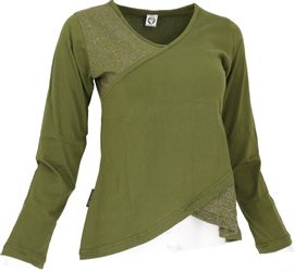 Guru-Shop Longsleeve Langarmshirt Boho-chic - grün günstig online kaufen