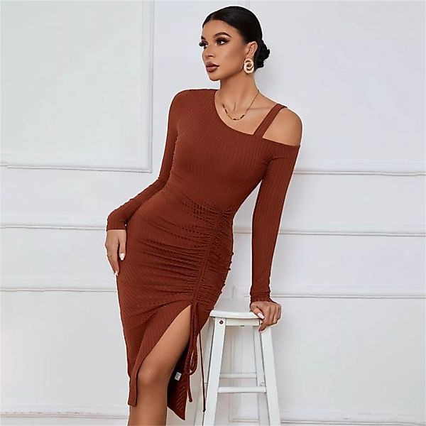 RUZU UG Dirndl Schulterfreies, hüftlanges, sexy Kleid mit langen Ärmeln (1- günstig online kaufen