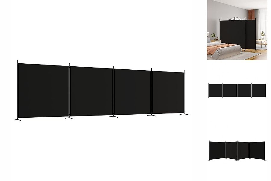 vidaXL Paravent 4-tlg Paravent Schwarz 698x180 günstig online kaufen