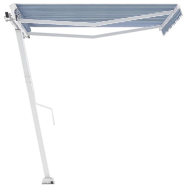 furnicato Standmarkise Manuell Einziehbar 350x250 cm Blau/Weiß günstig online kaufen