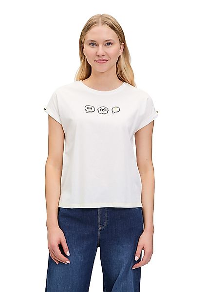 Cartoon Kurzarmshirt Damen Baumwollshirt mit Ärmelaufschlag günstig online kaufen