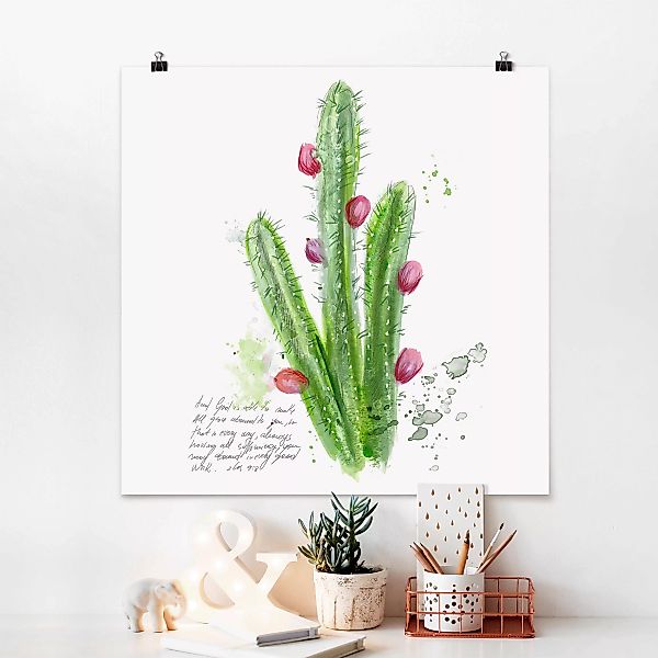 Poster Spruch - Quadrat Kaktus mit Bibelvers II günstig online kaufen