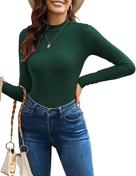 Beluring Langarmshirt Damen Langarm Rollkragen Shirt Slim Fit Stehkragen To günstig online kaufen