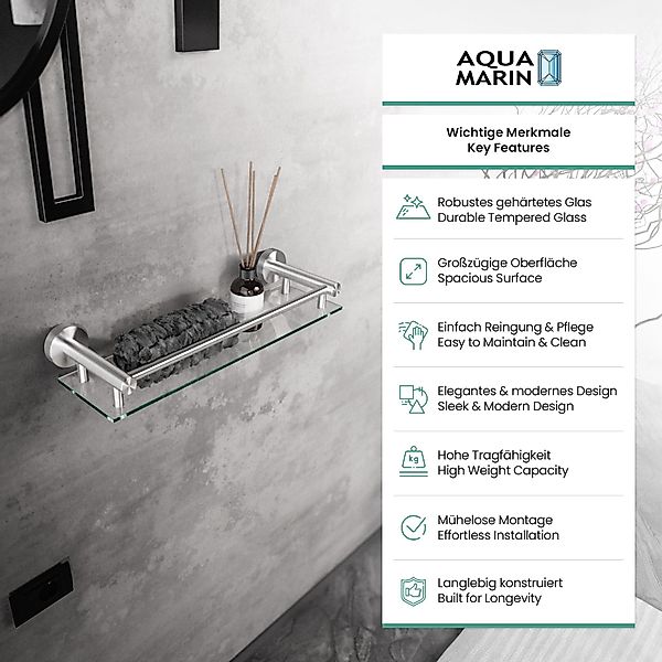 Aquamarin Wandregal Glasablage Badablage Glasregal Badezimmerregal günstig online kaufen