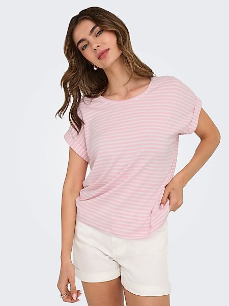 ONLY T-Shirt "ONLMOSTER STRIPE S/S O-NECK TOP JRS NOOS", mit Aufschlag am A günstig online kaufen