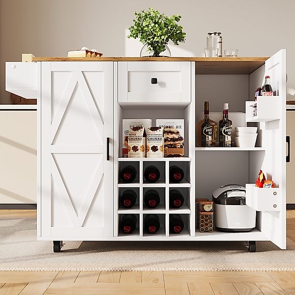 TavilaEcon Küchenbuffet Moderne Kücheninsel mit Holzmaserung, günstig online kaufen