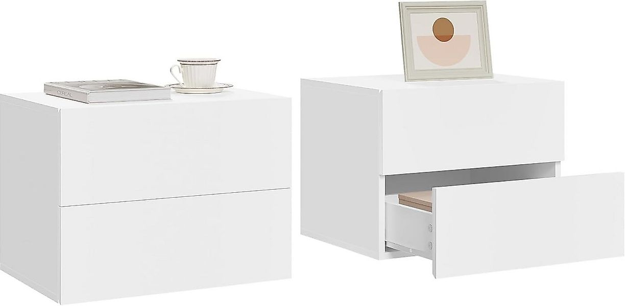 Woltu Nachttisch (2-St), hängend mit Schublade, Wandregal weiß für Schlafzi günstig online kaufen