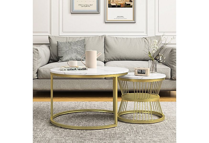 Furnishings Home Couchtisch Rund Kaffeetisch Beistelltisch Satztische 2er S günstig online kaufen