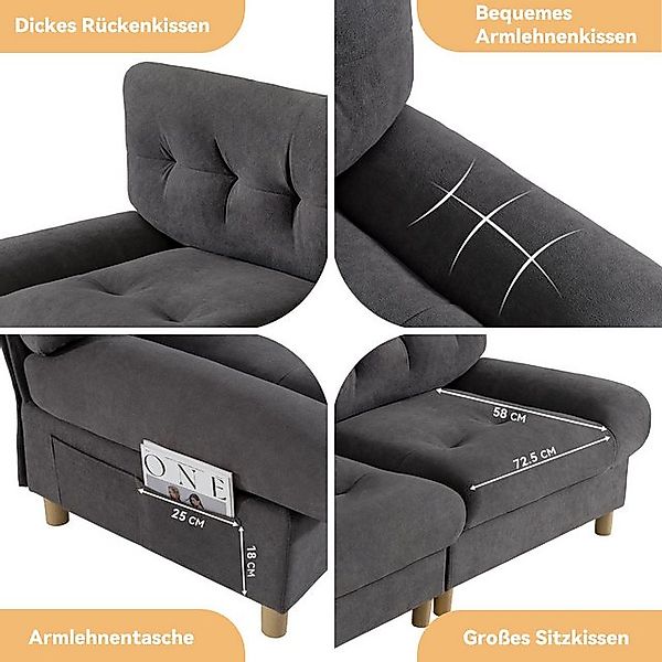 HAUSS SPOLE Sofa Ecksofa Polstersofa mit 20cm dicken Kissen, Teddy-Stoff, G günstig online kaufen