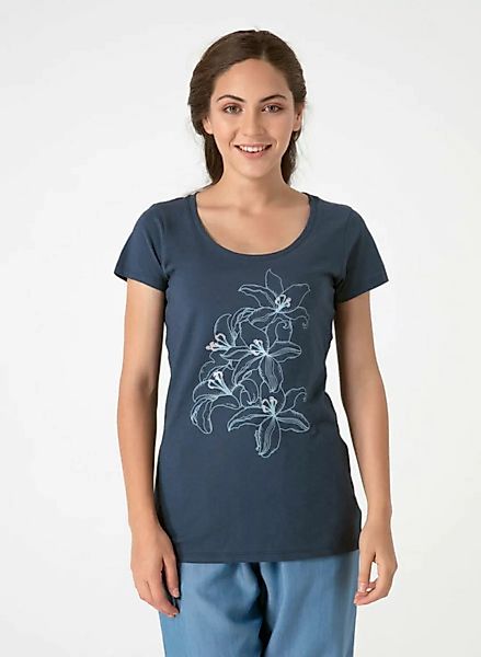 T-shirt Mit Lilie Motiv Aus Bio Baumwolle günstig online kaufen