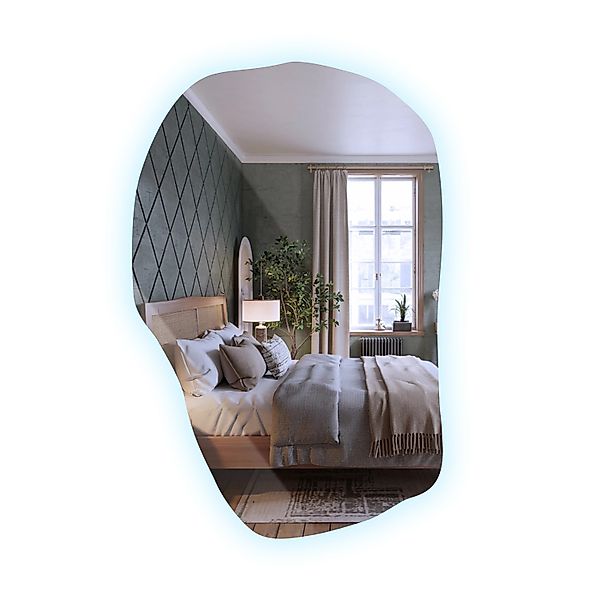 Tulup LED Spiegel Design LED Badspiegel Organisch 90x58,5 cm Unregelmäßiger günstig online kaufen