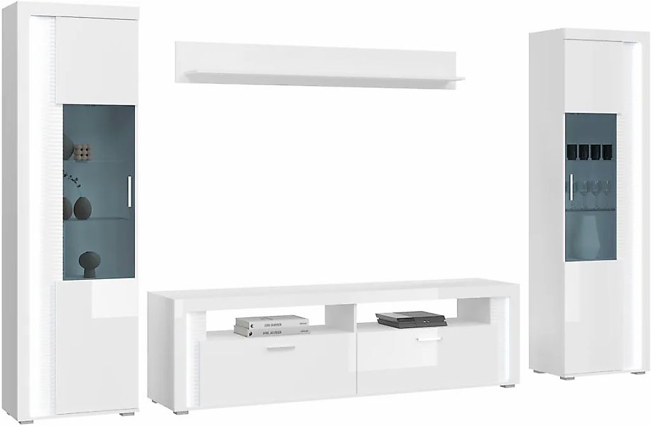 Home affaire Wohnwand "Viborg, 4-teiliges Set, inkl. vertikaler Frontbeleuc günstig online kaufen